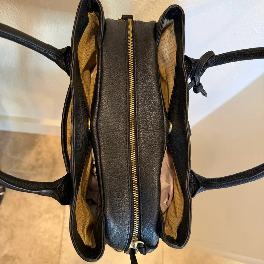 Lodis Black Leather Satchel with Gold Hardware Detail - Picture 11 of 16